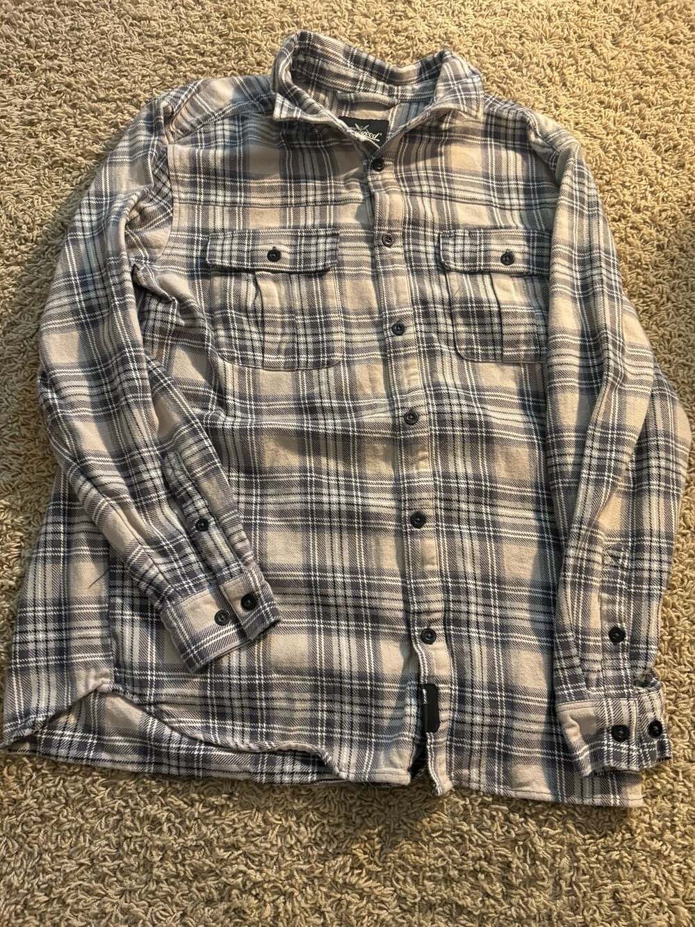 Thorogood Men's Plaid Long Sleeve Cotton Flannel Button-Down Shirt Gray Large